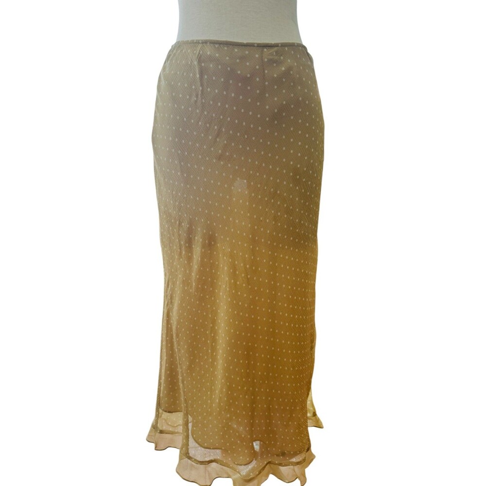 I.N.C. Wm 2 Silk Beige/White Dots Maxi Lined Straight skirt
